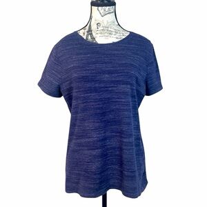 Croft & Barrow Heathered Navy Short Sleeve Top Size Medium